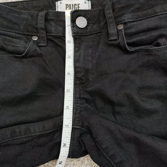 PAIGE Skyline Skinny Jeans in Black Ink Size 23 - Picture 12 of 14